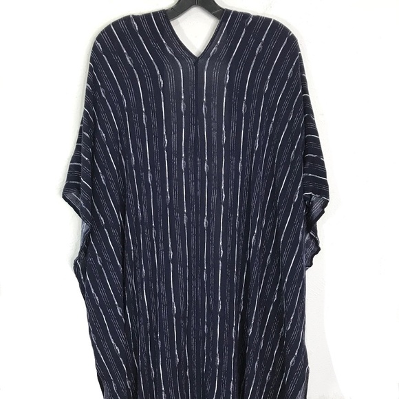 Soft Surroundings Blue White Long Open Drape Cardigan Wrap MISSY ONE SIZE *AS IS - Picture 7 of 14